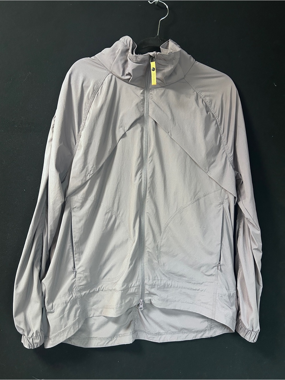Indyeva Light Gray Hooded Jacket with Mustard Leather Pull - Picture 3 of 12